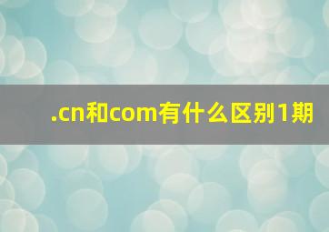 .cn和com有什么区别1期