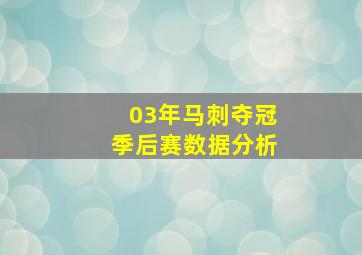 03年马刺夺冠季后赛数据分析