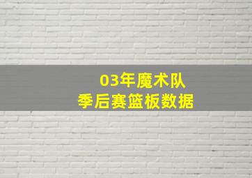 03年魔术队季后赛篮板数据