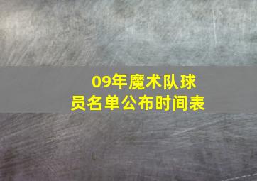 09年魔术队球员名单公布时间表