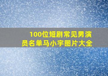 100位短剧常见男演员名单马小宇图片大全