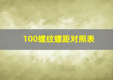 100螺纹螺距对照表