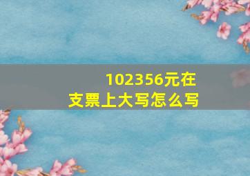 102356元在支票上大写怎么写