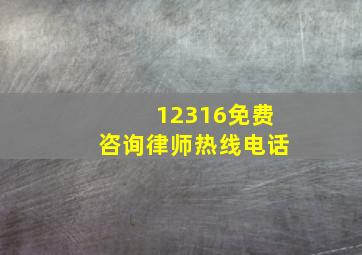 12316免费咨询律师热线电话