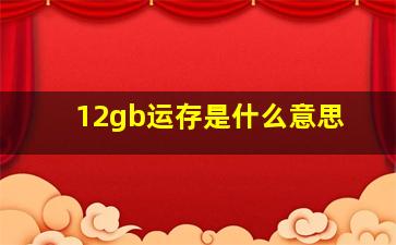 12gb运存是什么意思