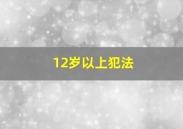 12岁以上犯法