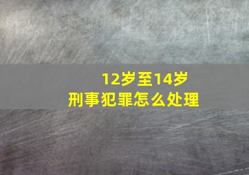 12岁至14岁刑事犯罪怎么处理