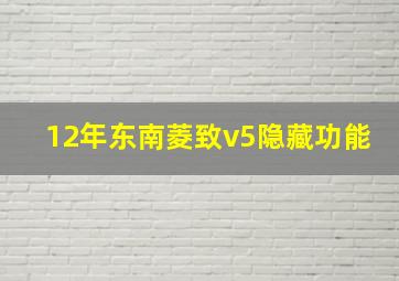 12年东南菱致v5隐藏功能