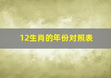 12生肖的年份对照表