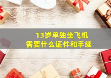 13岁单独坐飞机需要什么证件和手续