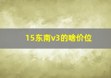 15东南v3的啥价位