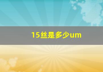 15丝是多少um