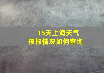 15天上海天气预报情况如何查询