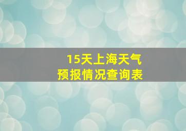 15天上海天气预报情况查询表