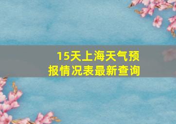 15天上海天气预报情况表最新查询