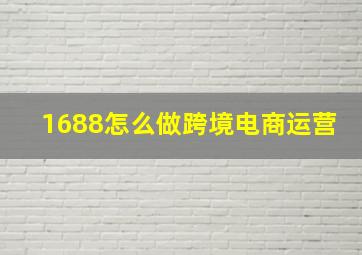 1688怎么做跨境电商运营