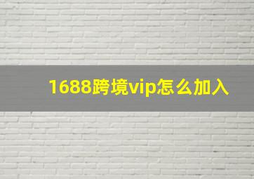 1688跨境vip怎么加入