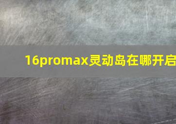 16promax灵动岛在哪开启