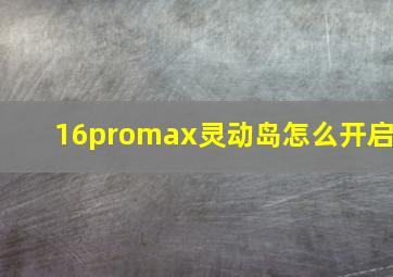 16promax灵动岛怎么开启