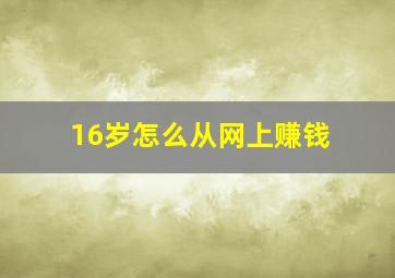 16岁怎么从网上赚钱