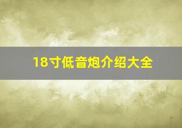 18寸低音炮介绍大全