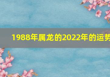 1988年属龙的2022年的运势