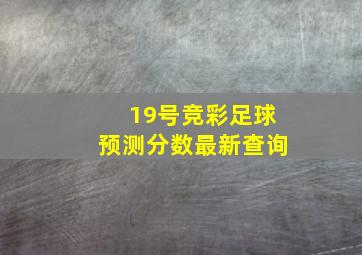 19号竞彩足球预测分数最新查询