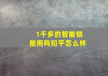 1千多的智能锁能用吗知乎怎么样