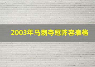 2003年马刺夺冠阵容表格