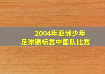 2004年亚洲少年足球锦标赛中国队比赛