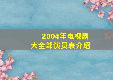 2004年电视剧大全部演员表介绍