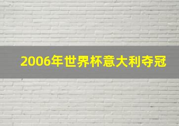 2006年世界杯意大利夺冠