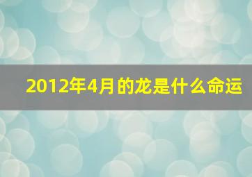 2012年4月的龙是什么命运