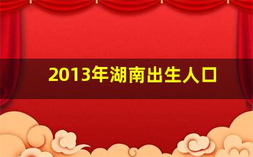 2013年湖南出生人口