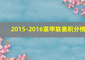 2015-2016意甲联赛积分榜