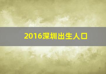 2016深圳出生人口