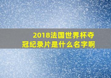 2018法国世界杯夺冠纪录片是什么名字啊