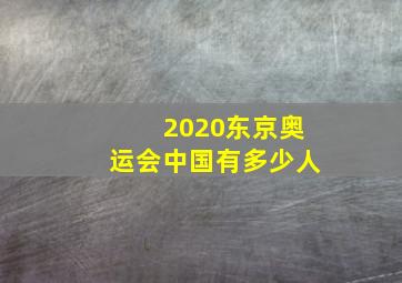 2020东京奥运会中国有多少人