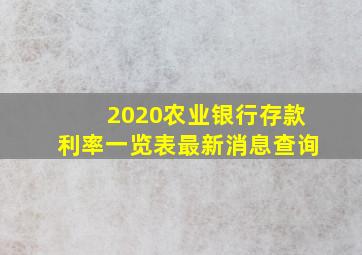 2020农业银行存款利率一览表最新消息查询