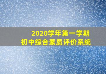 2020学年第一学期初中综合素质评价系统