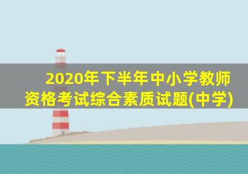 2020年下半年中小学教师资格考试综合素质试题(中学)