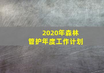 2020年森林管护年度工作计划