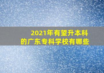 2021年有望升本科的广东专科学校有哪些