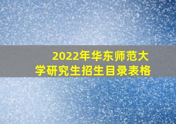 2022年华东师范大学研究生招生目录表格