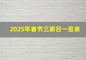 2025年春节三薪日一览表