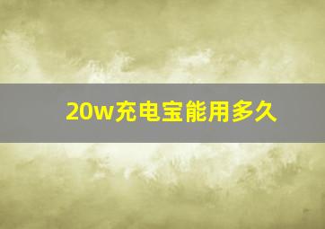 20w充电宝能用多久