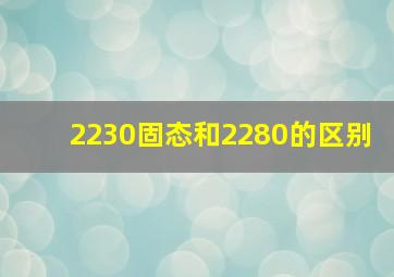 2230固态和2280的区别