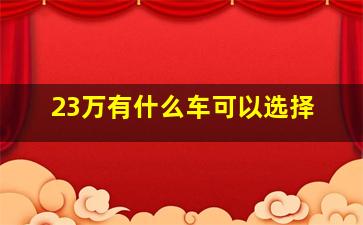 23万有什么车可以选择