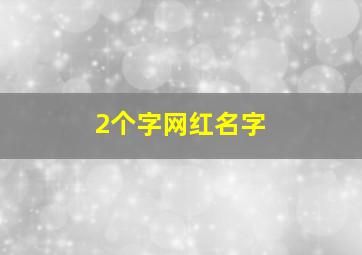 2个字网红名字