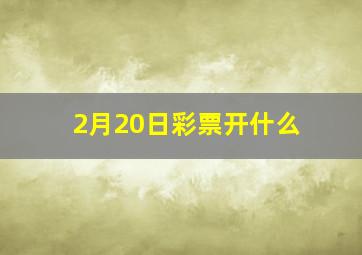 2月20日彩票开什么